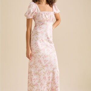 Altar'd State Pink Floral Maxi Dress Satin (NWT)